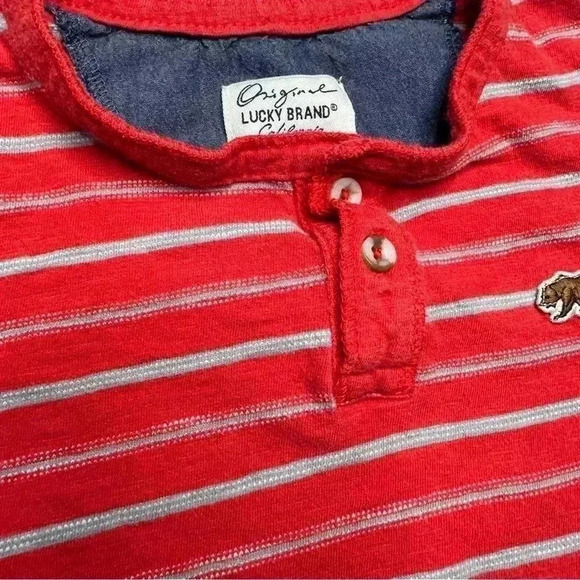 Lucky Brand T-Shirt Red & Grey Striped Size  6 - Picture 5 of 16